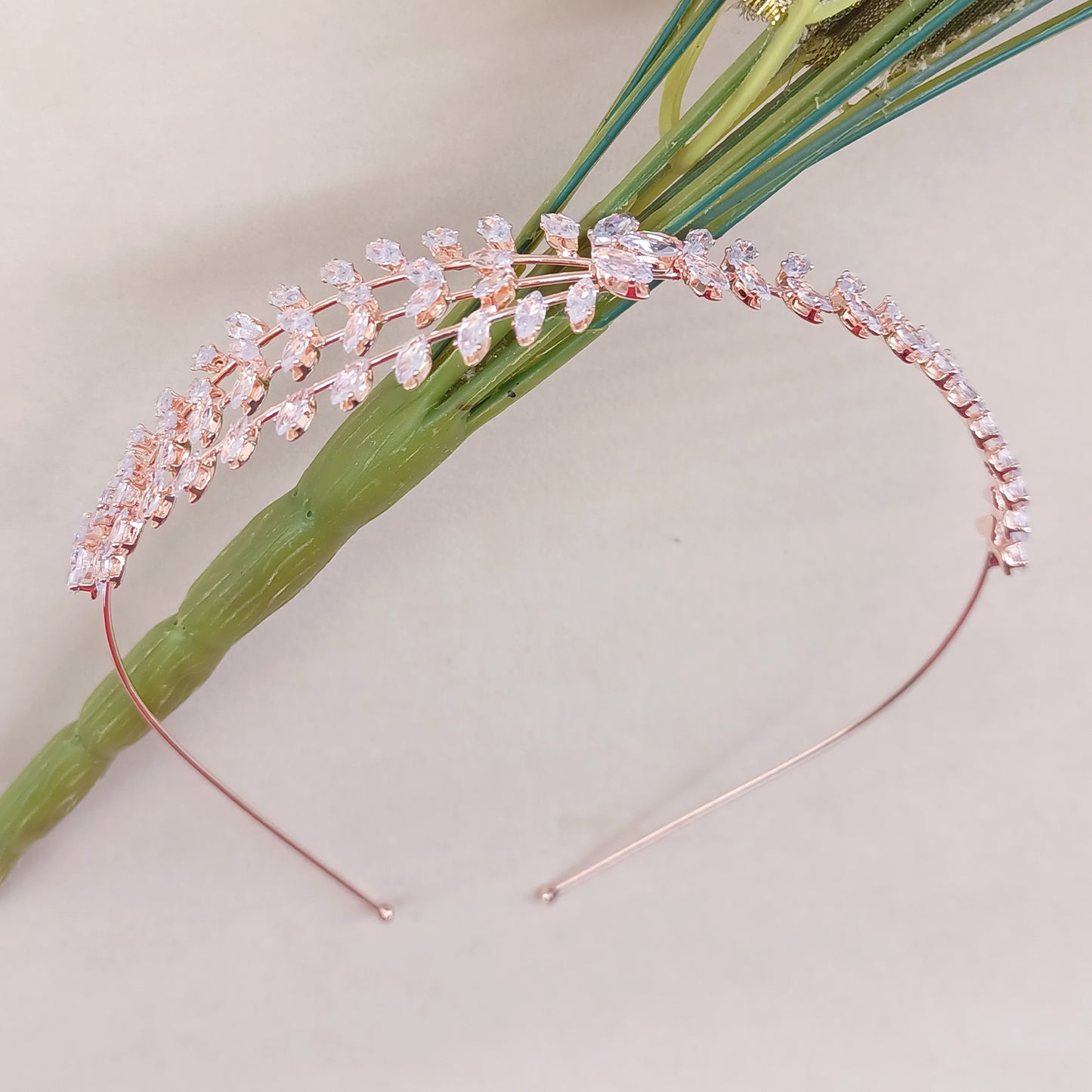 Sunita American Diamond Rose Gold Plated Hair Band