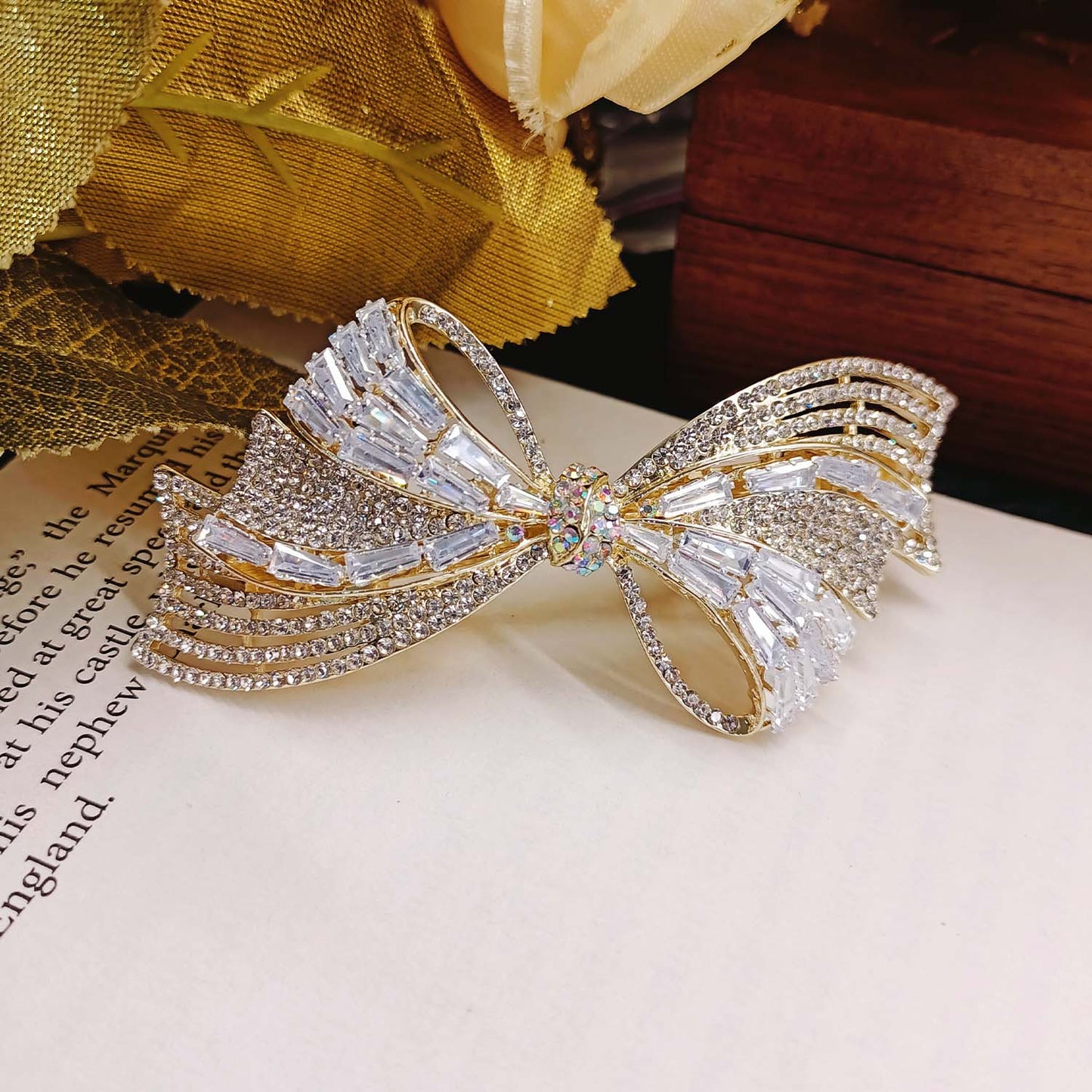 Katha American Diamond Work Gold Plated Hair Clip