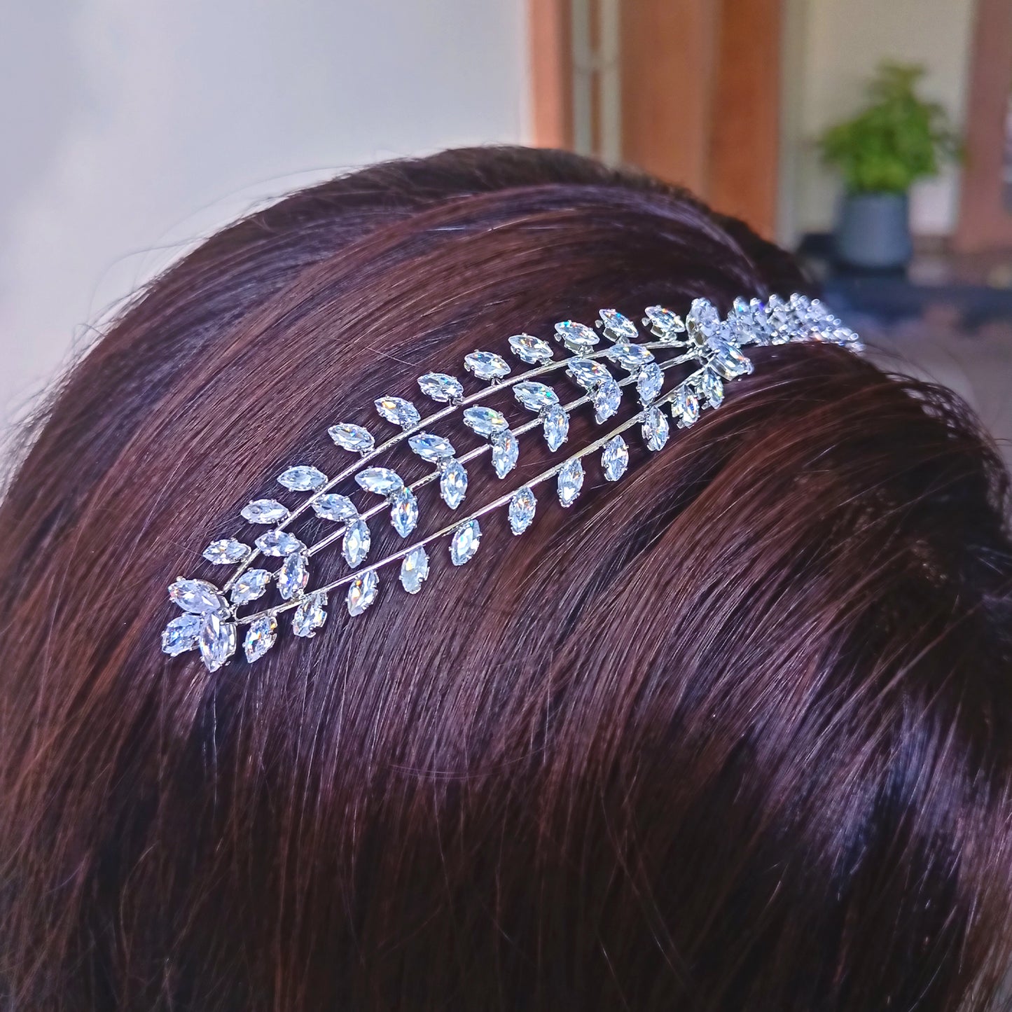 Angelica American Diamond Silver Plated Hair Band