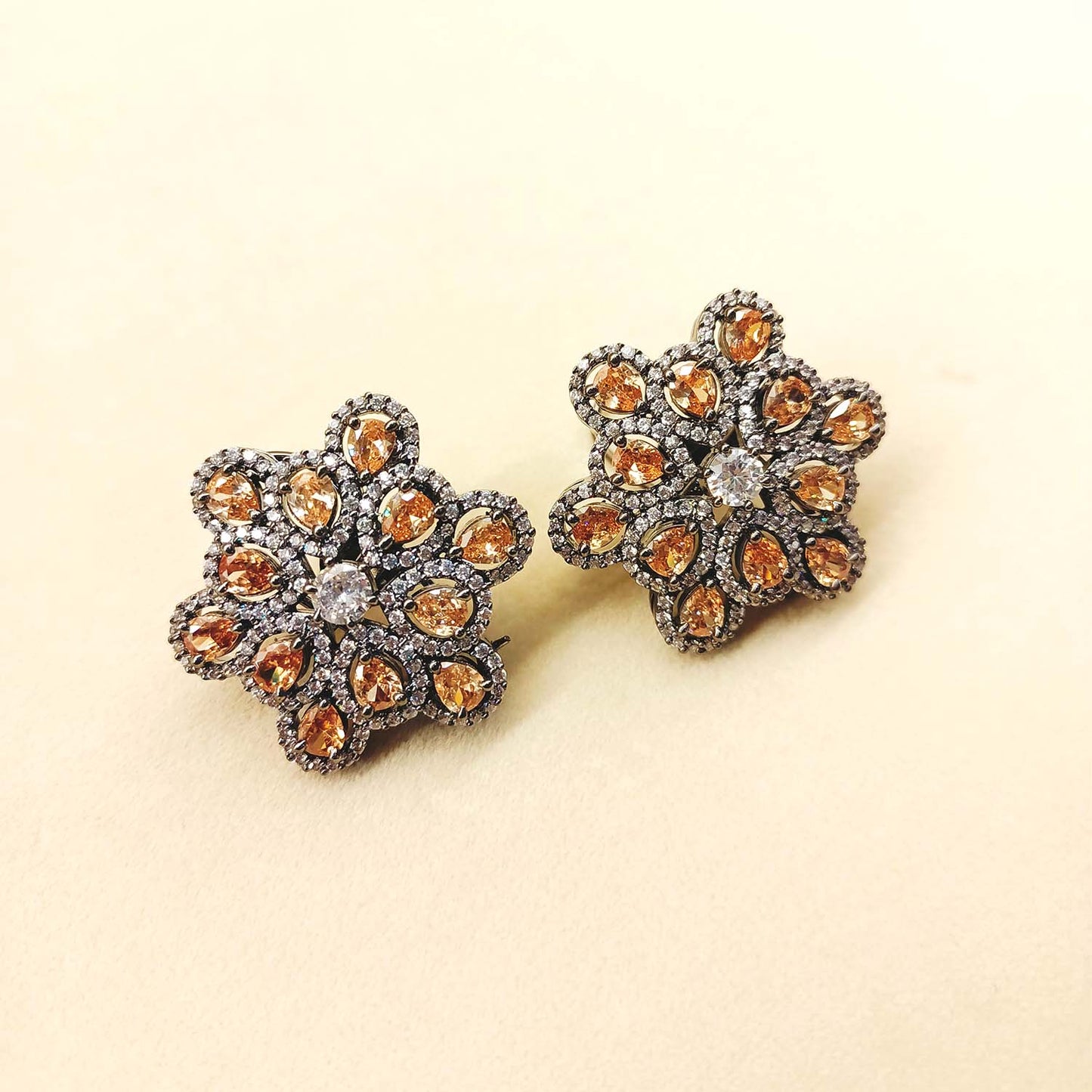 Kirti Copper Diamond Rhodium Plated Victorian Tops