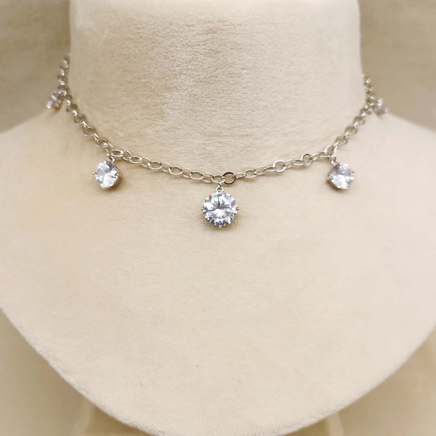 Luna Diamonds Silver Plate Neck Piece With Earrings