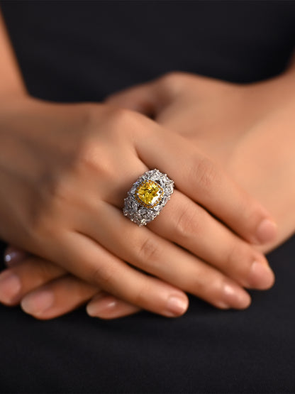 Naija American Diamond Ring With Yellow Stone