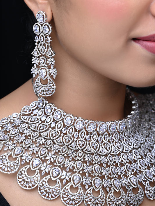 Rukhsaar Bridal Look American Diamond Necklace Set