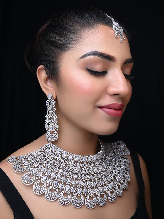 Rukhsaar Bridal Look American Diamond Necklace Set