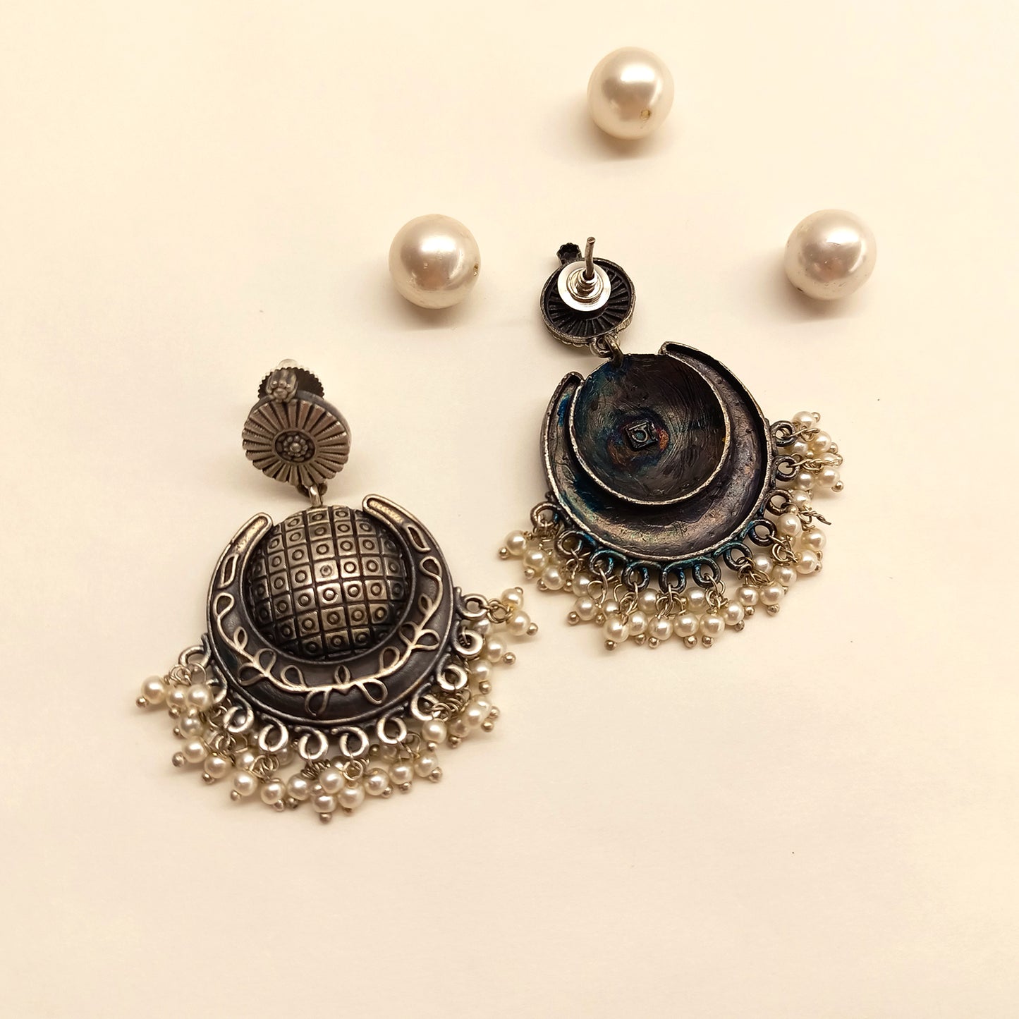Subhadra Oxidised Earrings Chandbali Style