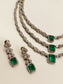 Eliza Three Layered Emerald Necklace Set