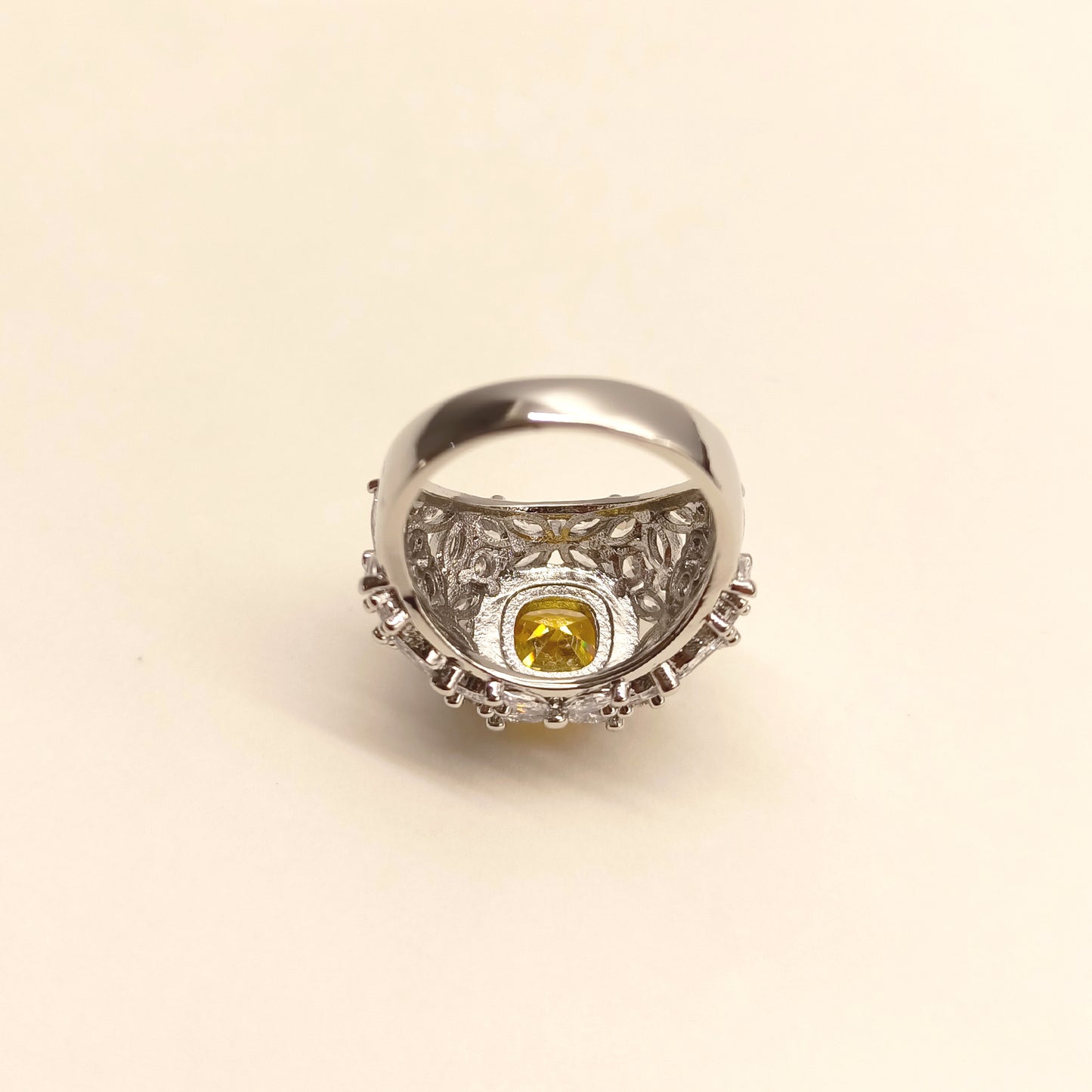 Naija American Diamond Ring With Yellow Stone