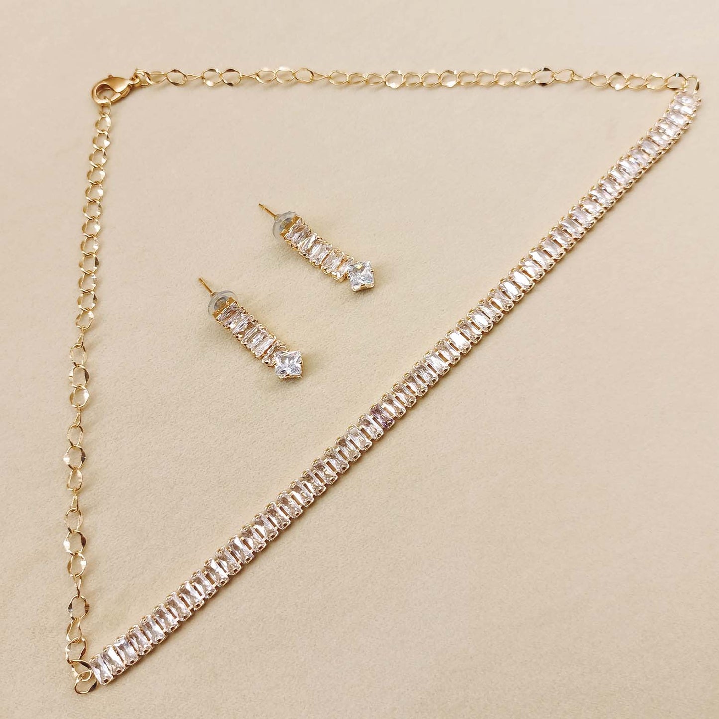 Riffat Gold Plated American Diamond Necklace Set