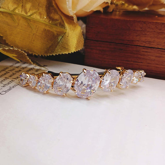 Malishka American Diamond Stone Gold Plated Hair Clip