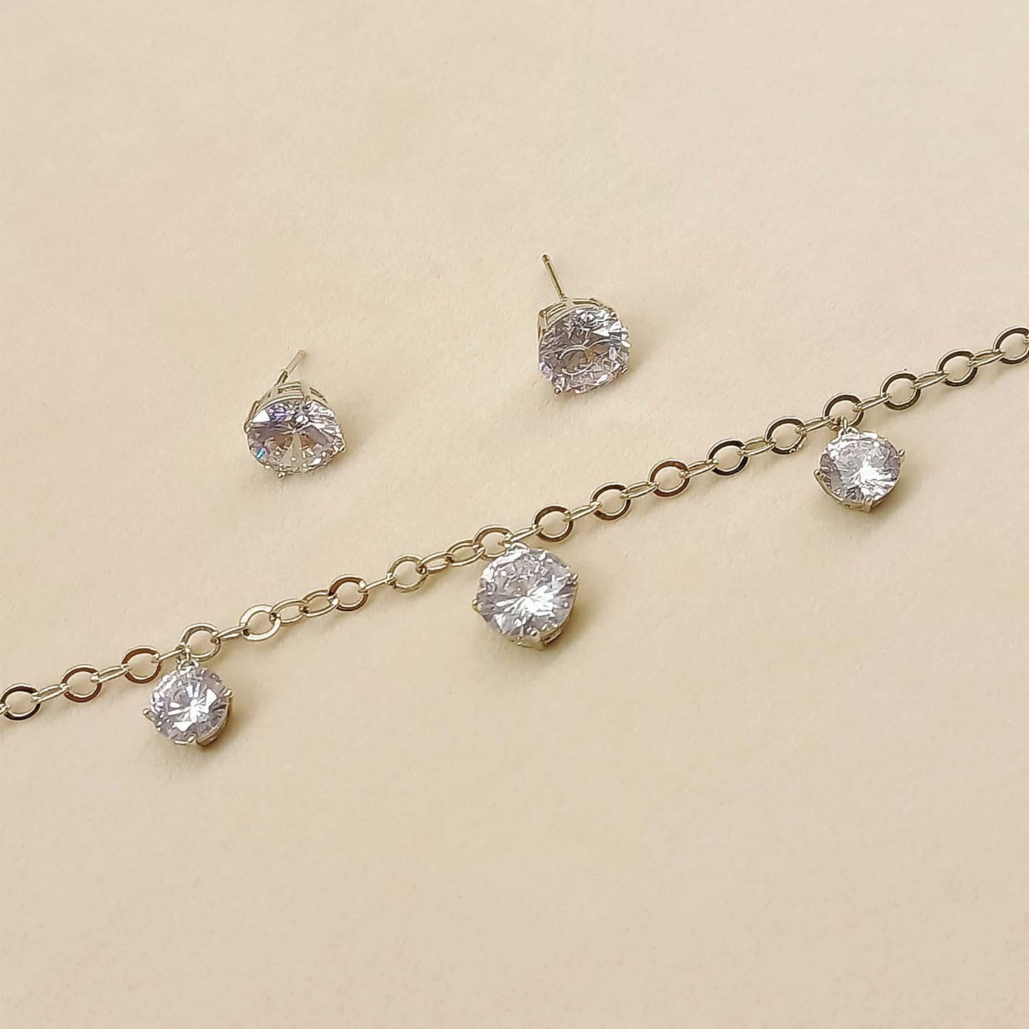 Luna Diamonds Silver Plate Neck Piece With Earrings