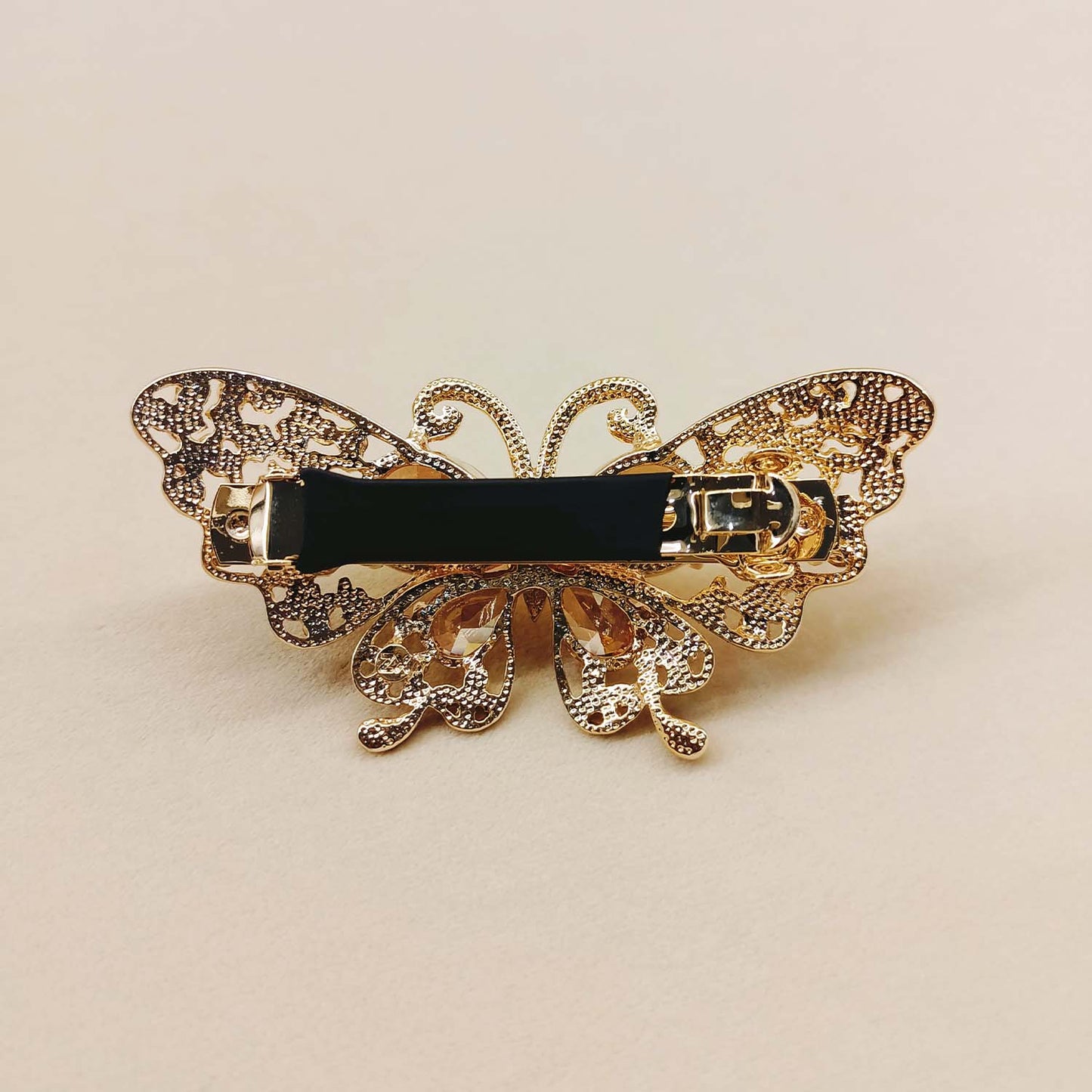 Shruti Copper Diamond Stone Gold Plated Butterfly Hair Clip