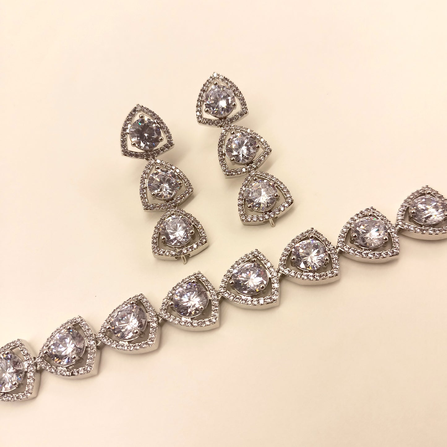Zaara Silver Plated Semiprecious White Stone American Diamond set