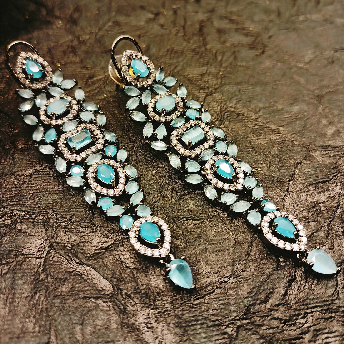 Iravati Firoji Stone Diamond Victorian Earrings