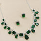 Ayana Green Emerald And Diamonds Silver Plated Necklace Set