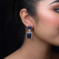 Pavitra Blue Sapphire American Diamond Silver Plated Earrings