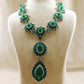 Aatifa Green Emerald And American Diamond Necklace Set With Beautiful Finger Ring