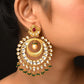 Manju Rose Pink & Green Gold Plated Kundan Earrings