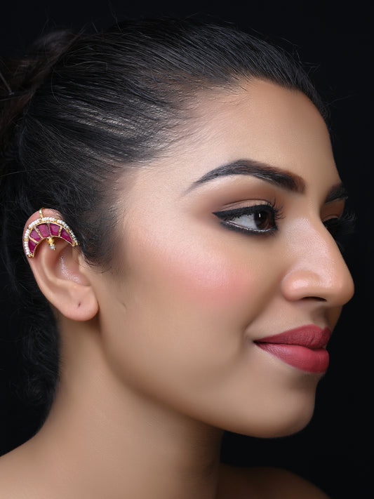 Parmeet Ruby Gold Plated Kundan Ear Cuff