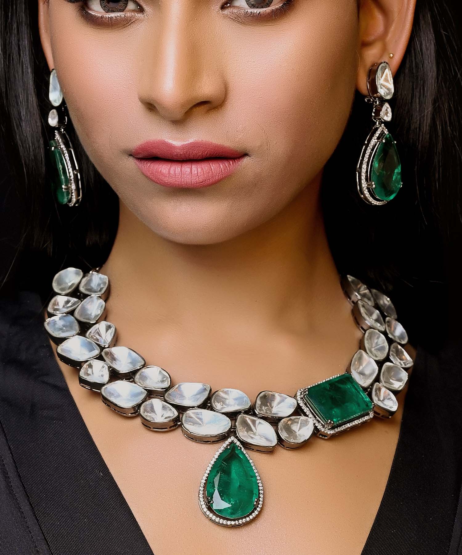 Diamond Polki Uncut Diamond Pendant Sets Polki Jewellery Uncut