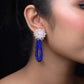 Josephine Blue Rhino Stone With Crystal Flower Western Earrings