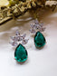 Menka Fancy Cut Shape Diamond Earrings With Green Stone