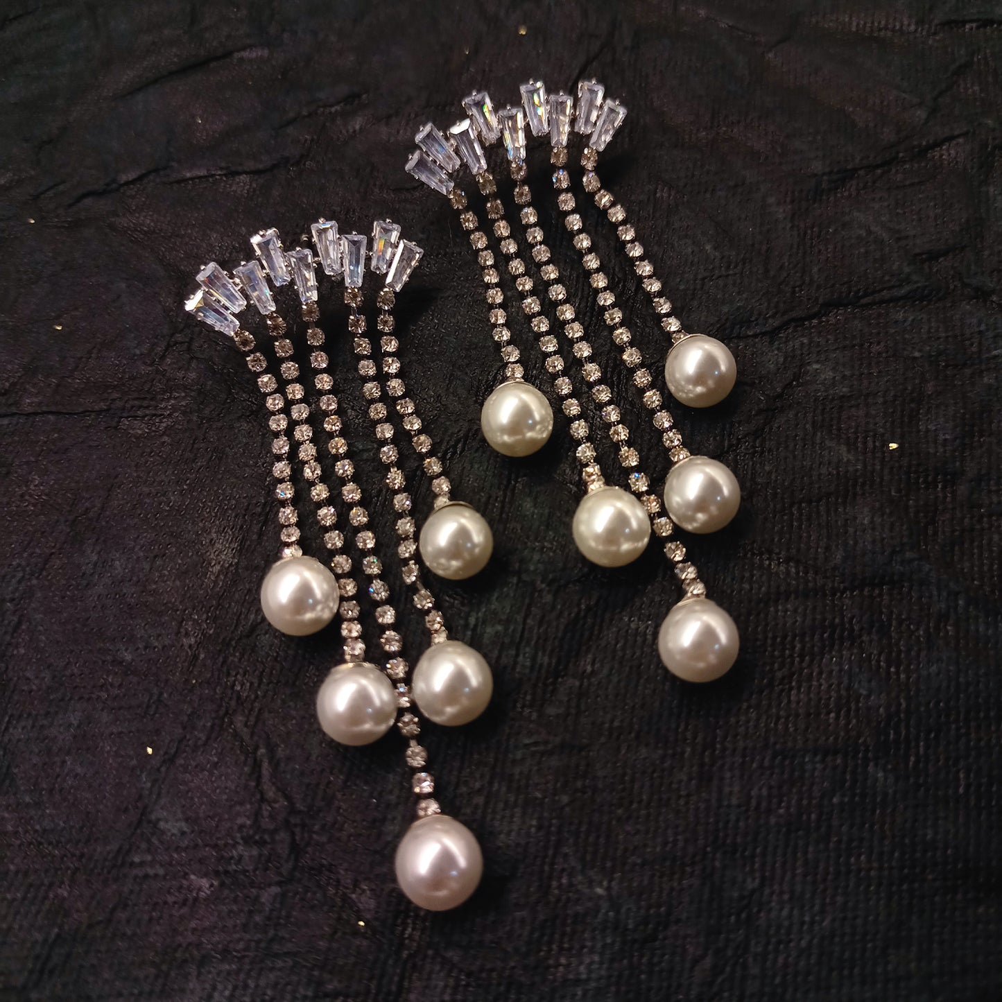 Charlie Rhino Stone Silver Western Earrings With Pearl