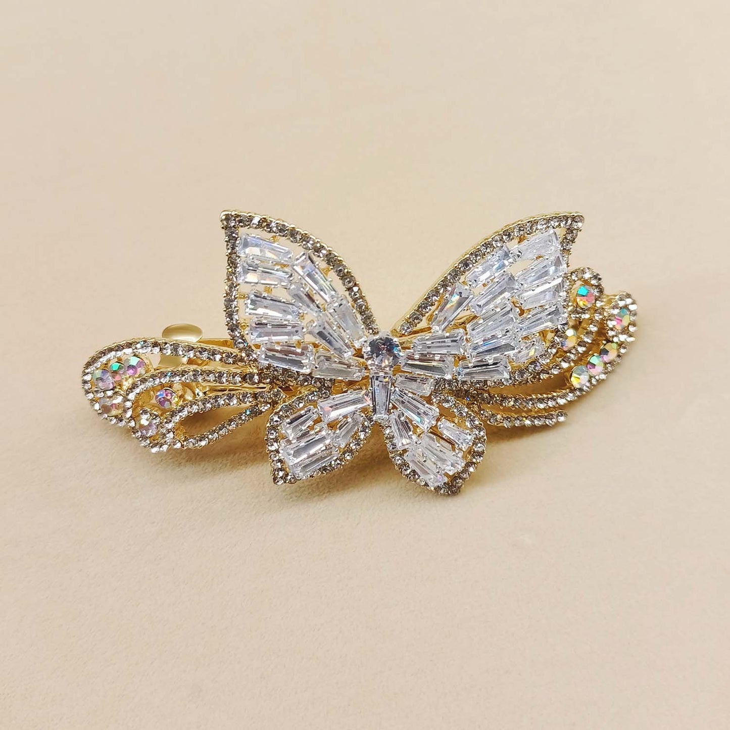 Anjita Butterfly American Diamond Gold Plated Hair Clip