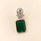 Pratima Green Emerald American Diamond Silver Plated Earrings