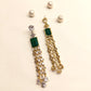 Priyal Green Stoned American Diamond Gold Plated Earrings