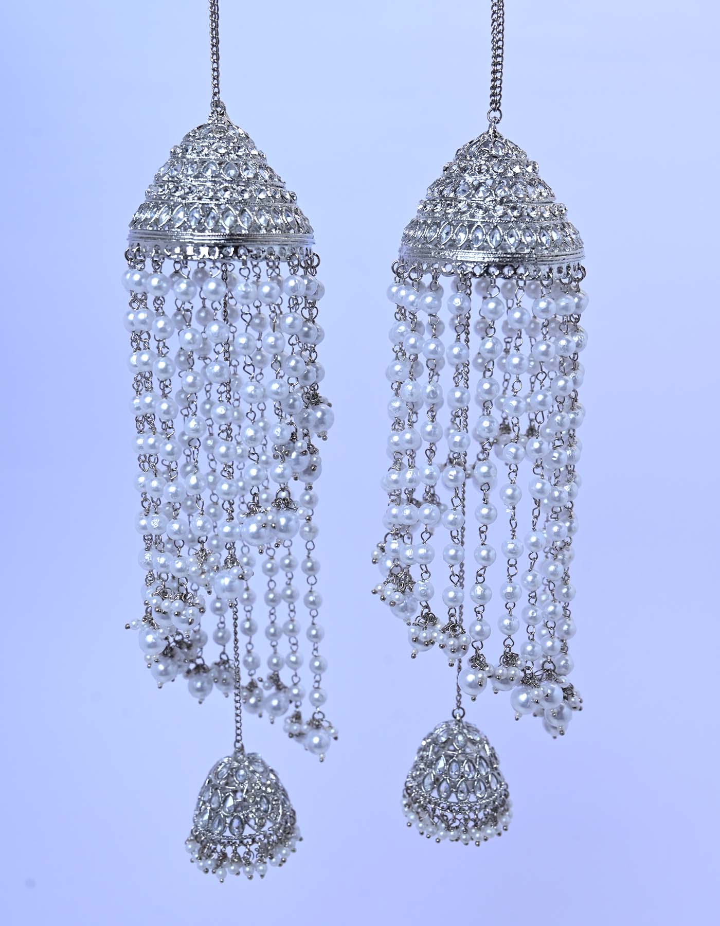 Gauri Diamond White Pearl Silver Plated Kalire