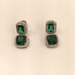 Damyanti Green Emerald Stones Silver Plated American Diamond Earrings