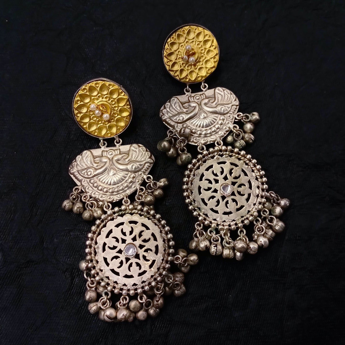 Parmila Silver Oxidized Coin Earrings