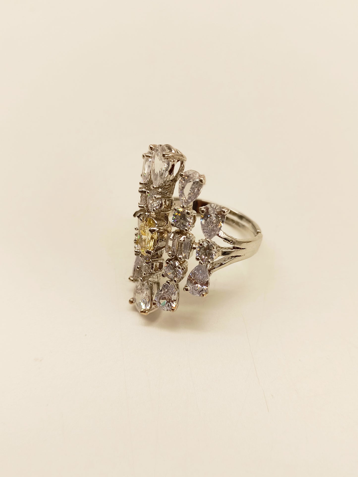 Saarika Yellow & White American Diamond Set With Ring And Bracelet