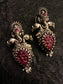 Jessie Ganesha Earrings With Maroon Carved Stone