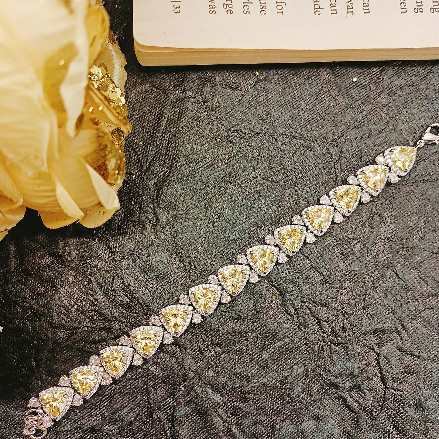 Venisha American Diamonds Flexible Bracelet Design With Coloured Yellow Stones