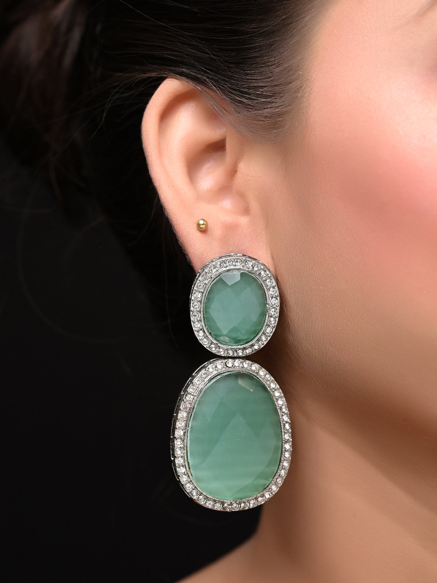 Sandhya Western Earrings In Mint Green