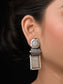 Sweety Rectangular Contemporary Smoke White Oxidised Earrings