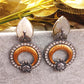 Maya Off White Stone Temple Two Tone Polish Boutique Earrings