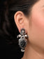 Naincy Ganesha Earrings With Black Carved Stone