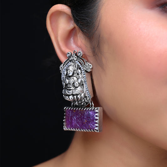 Suhana Purple Stone Oxidised Earrings