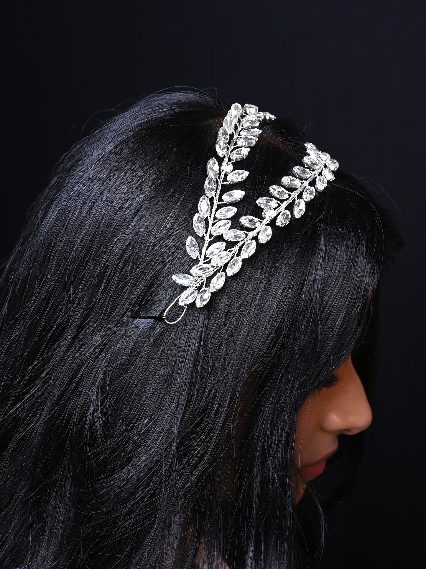 Nirvi Two Layered White Marquise Stone Hair Accessories
