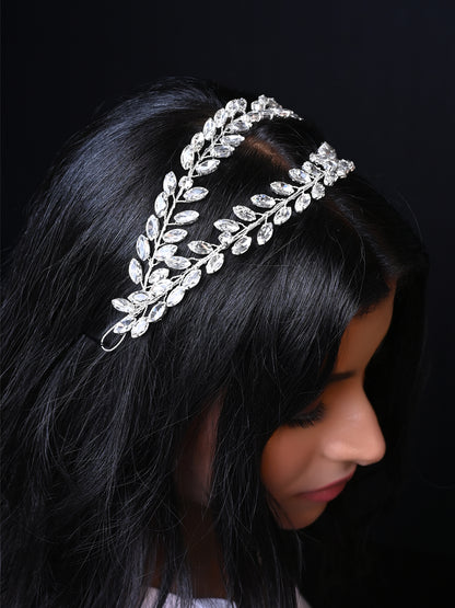 Nirvi Two Layered White Marquise Stone Hair Accessories