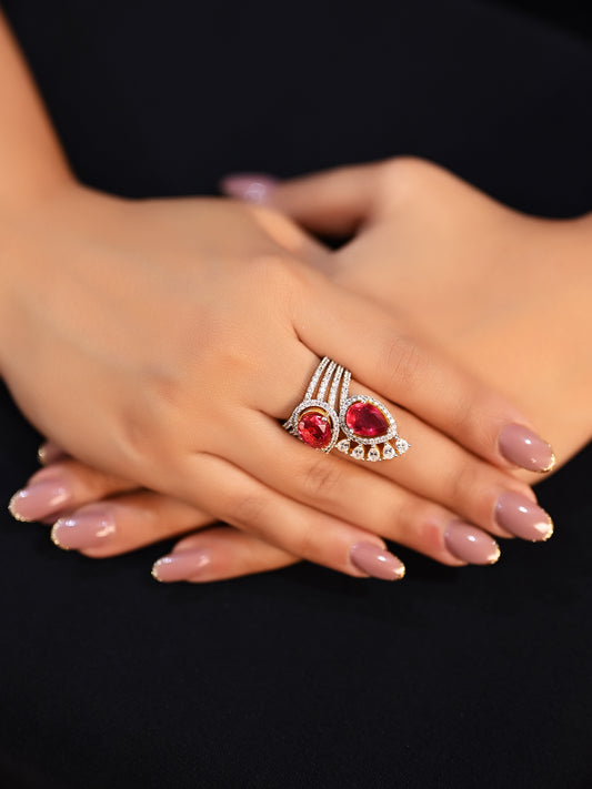 Narayani Ruby American Diamond Finger Ring