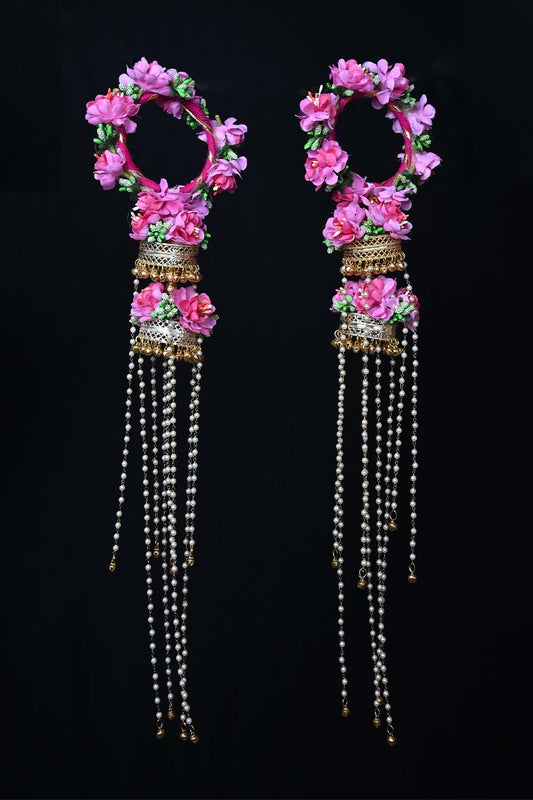 Gaurvi Pink Floral With Pearl Hanging Kalire