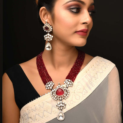 Raniya Maroon Gold & Rhodium Plated Victorian Set