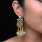 Samiksha Mint Green Beads Kundan Earrings