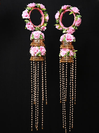 Swara Baby Pink Floral With Pearl Hanging Kalire