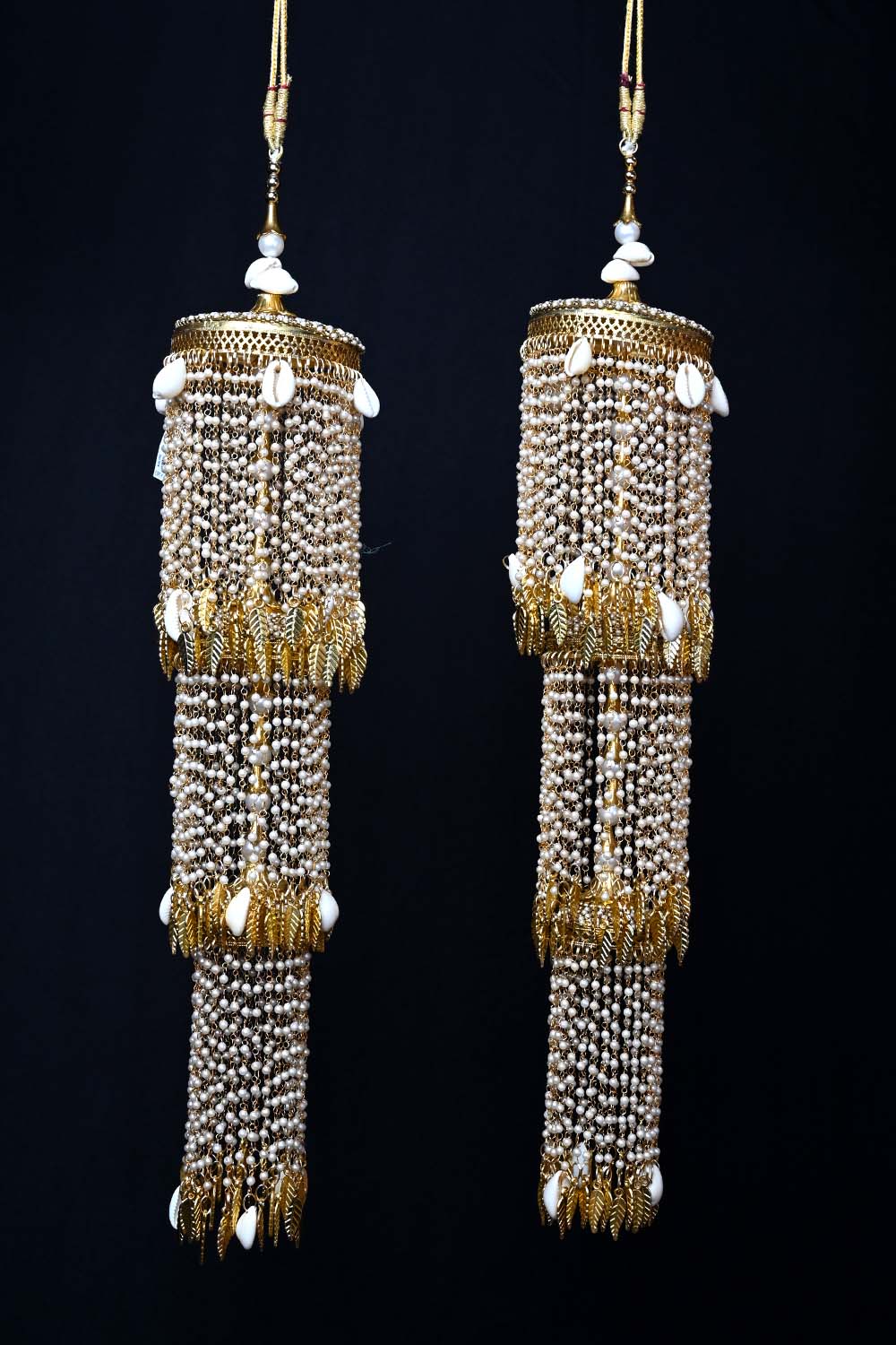 Nimmi White Pearl Hanging Gold Plated Kalire