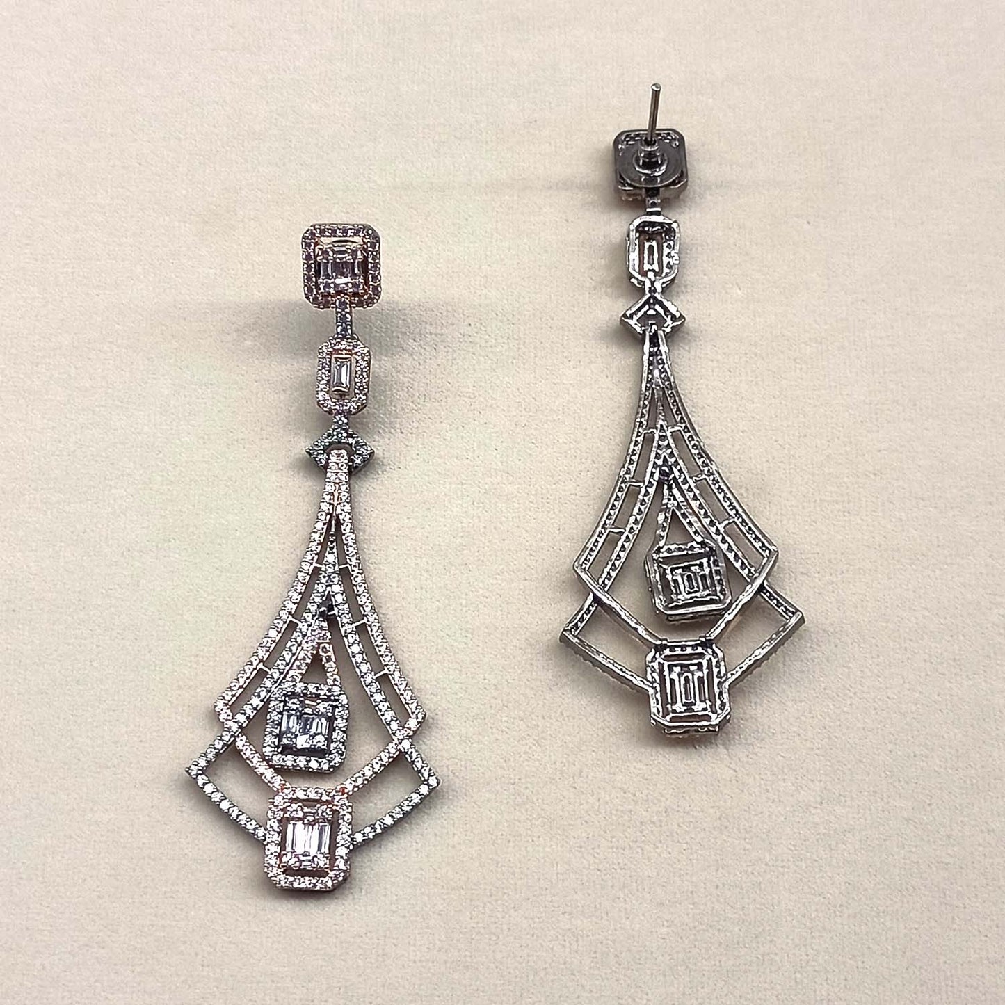 Drishti White Rhodium Plated Victorian Diamond Earrings