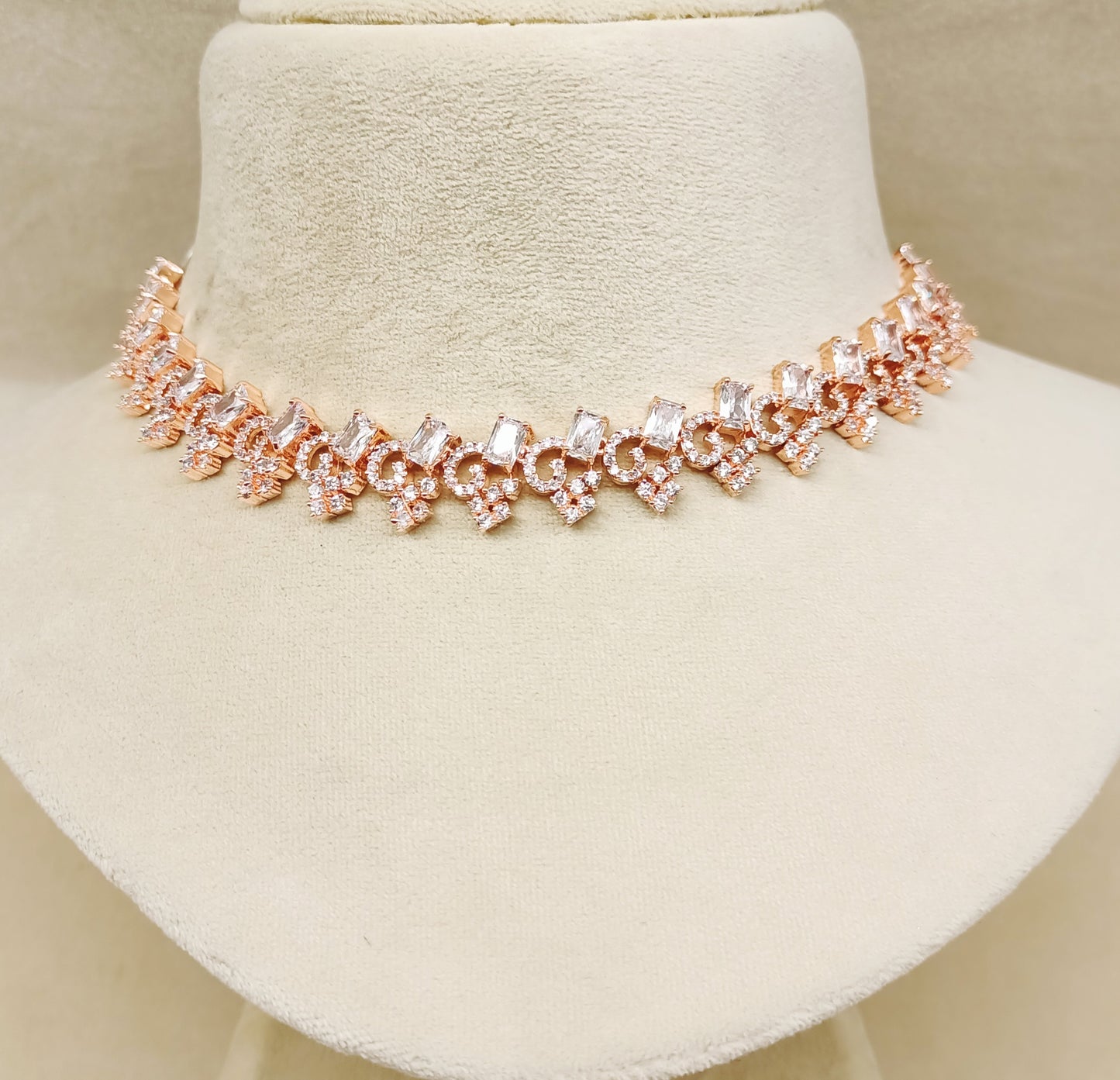 Hamidah American Diamond Necklace Set With Fancy Cut Shape